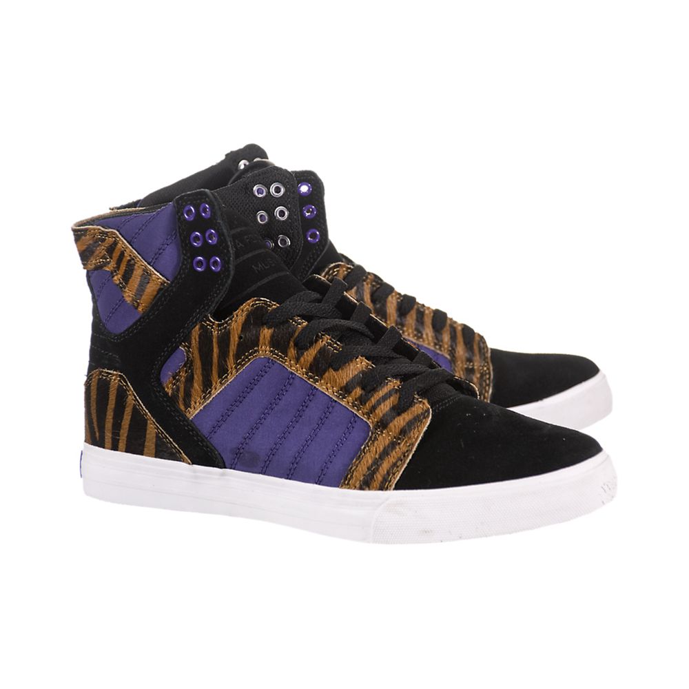 Baskets Montantes Supra SkyTop Multicolore Black/Purple/Tiger-White Homme | KFF-64368901